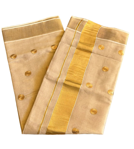 Kerala Tissue Plain Polka Saree SL247