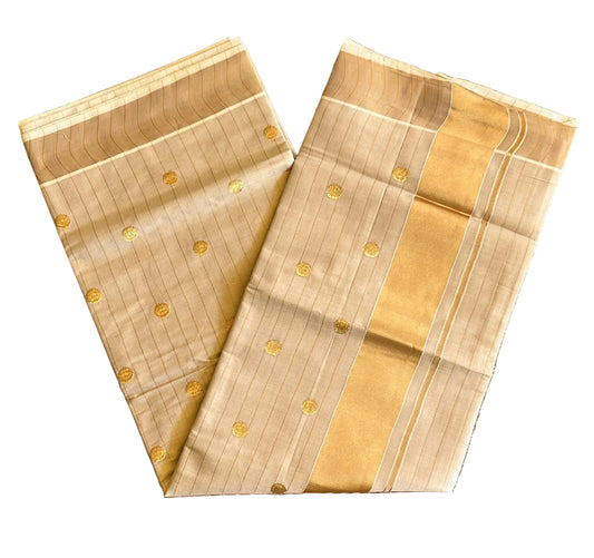 Kerala Tissue  Polka Saree With Stripes on Body SL247