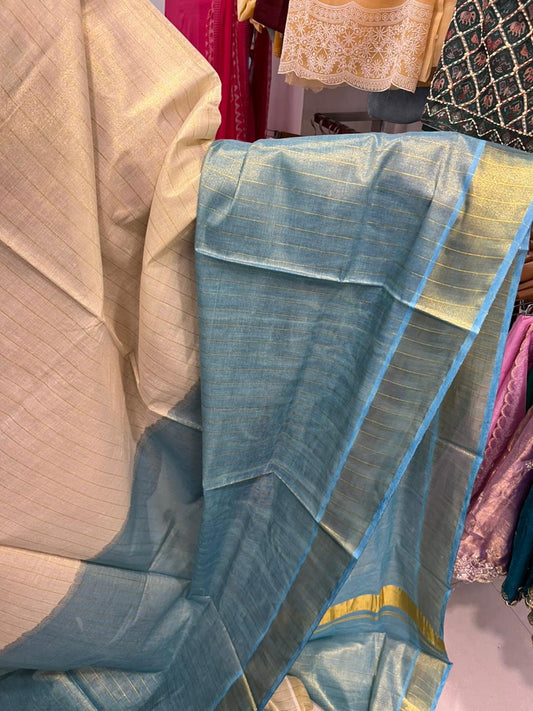 Kerala Tissue Stripes Tie & Dye Saree SL264