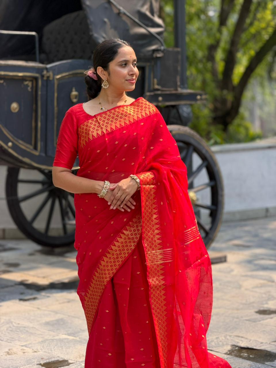 Southloom Cotton Silk Saree with Zari Woven Borders and Pallu SL278