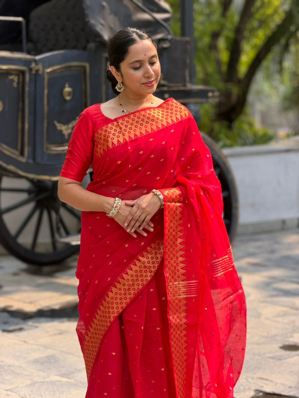 Southloom Cotton Silk Saree with Zari Woven Borders and Pallu SL278