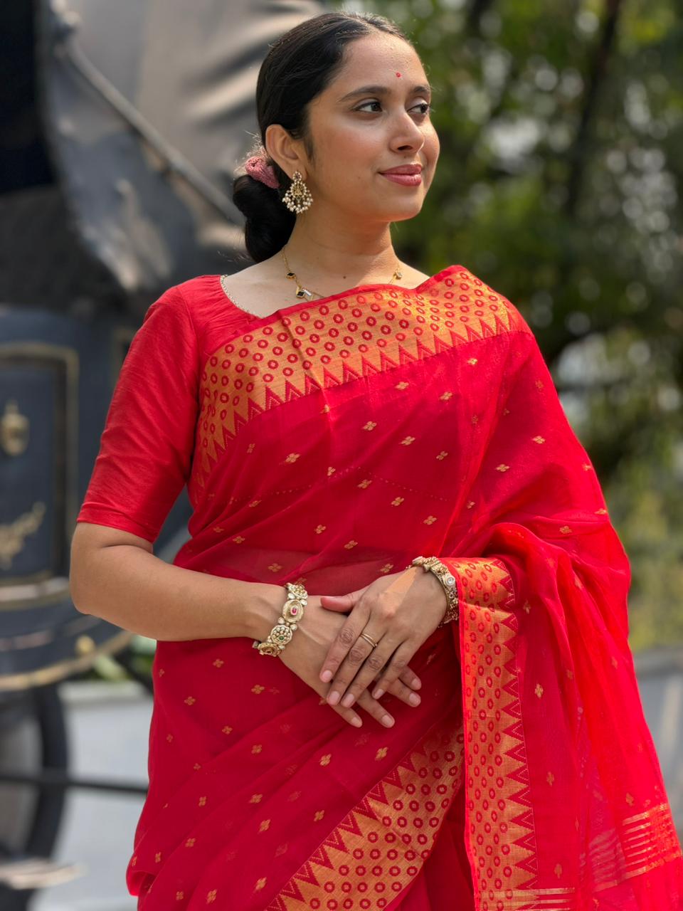 Southloom Cotton Silk Saree with Zari Woven Borders and Pallu SL278