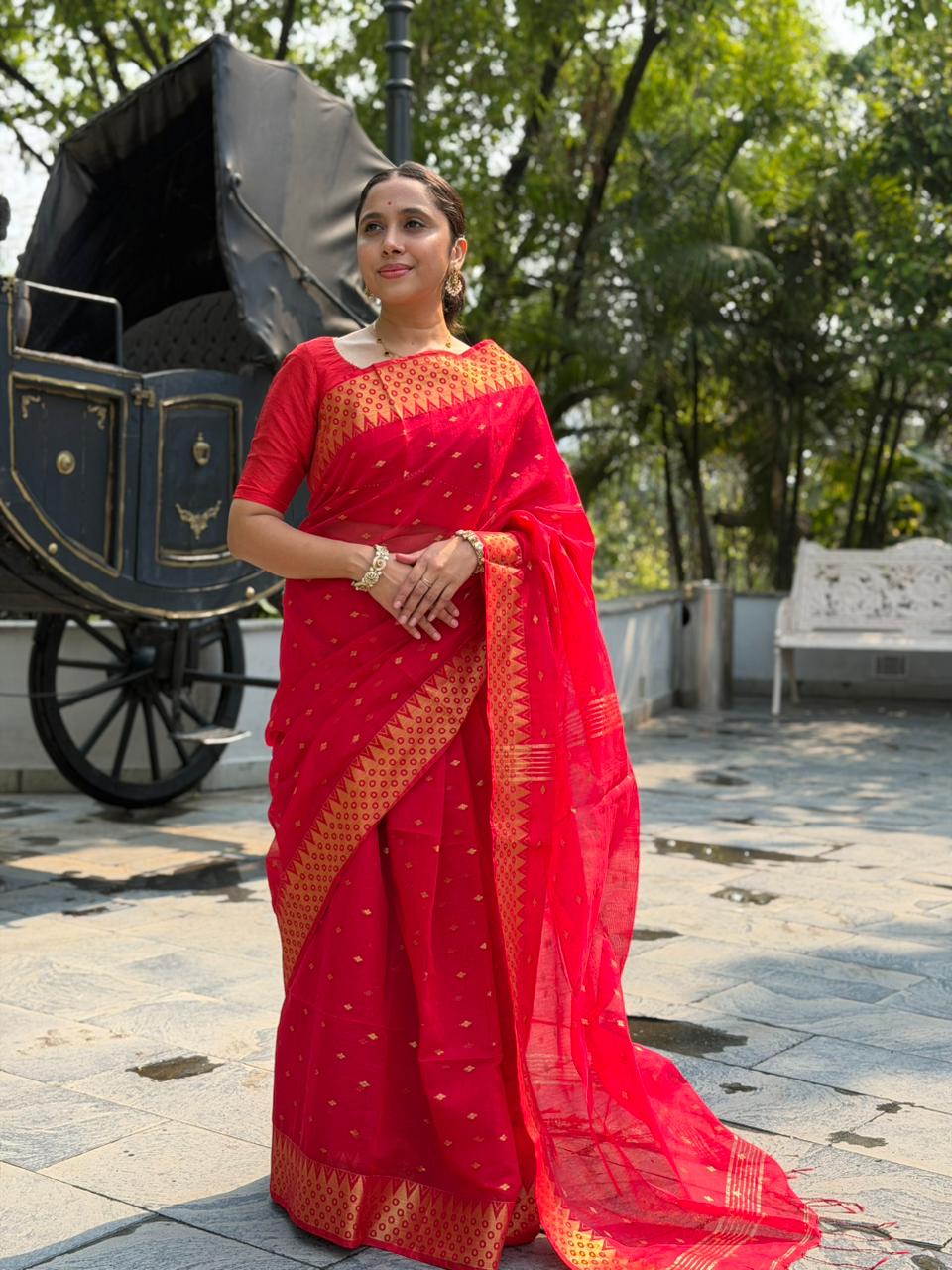 Southloom Cotton Silk Saree with Zari Woven Borders and Pallu SL278