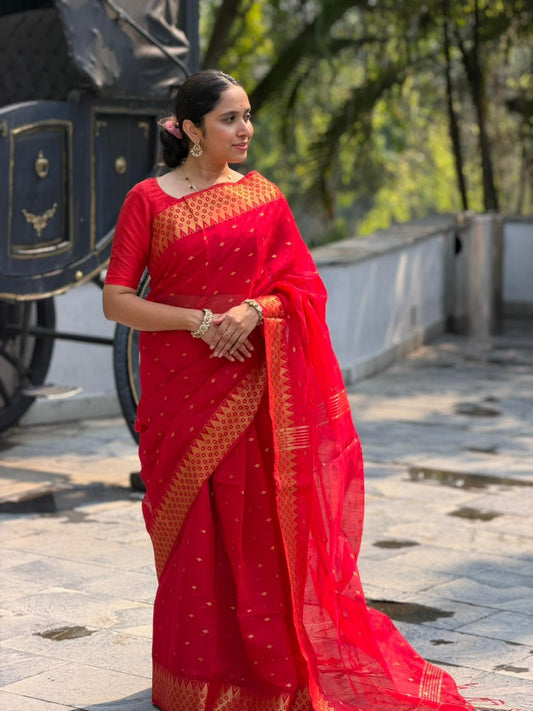 Southloom Cotton Silk Saree with Zari Woven Borders and Pallu SL278