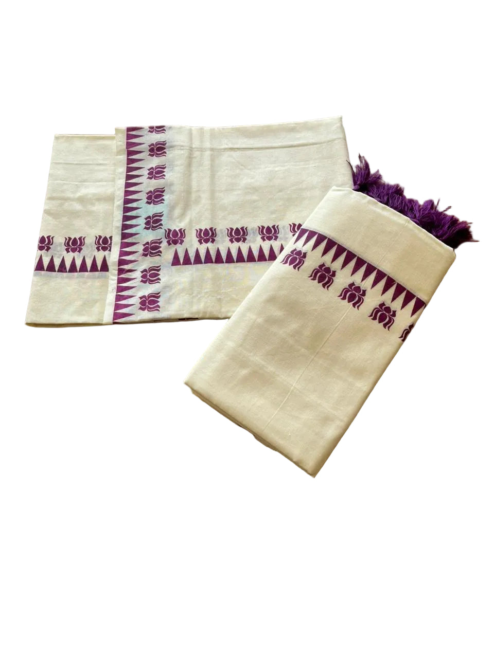 Cotton Printed Set Mund  With Tassels  In 2.80 mtrs  SL280