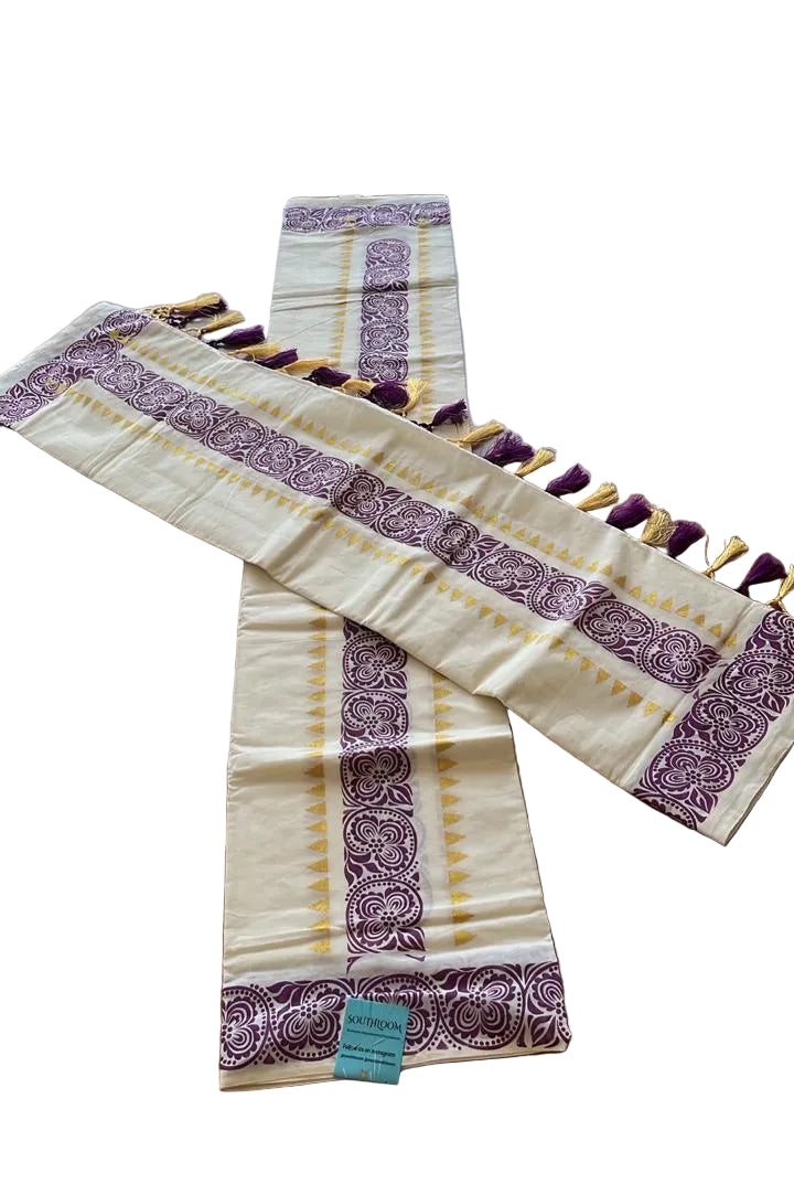 Cotton Printed Set Mund  With Tassels  In 2.80 mtrs  SL280