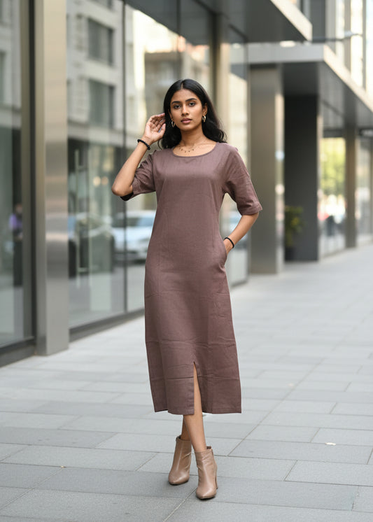 Plain Linen Woman Dress SL293