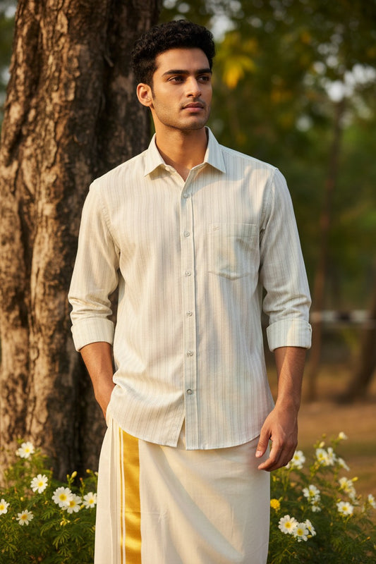 Southloom Pure Cotton Green Lines Shirt SLSHIRT 40 FS