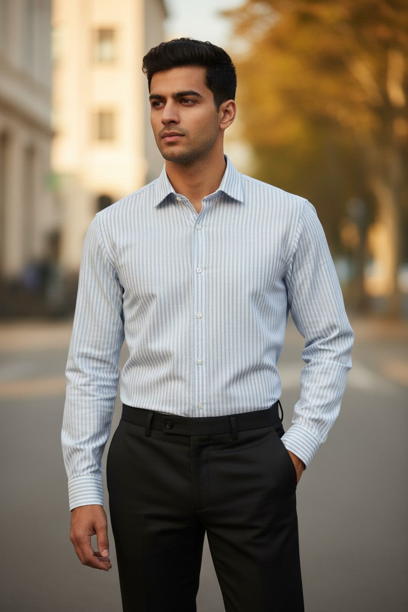 Southloom Pure Cotton Blue Lines Shirt SLSHIRT 40 FS