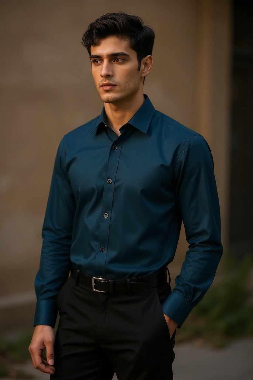 Southloom Pure Cotton Blue Plain Shirt SLSHIRT 40 FS