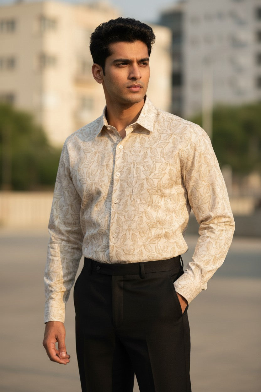 Southloom Pure Cotton Green Printed Shirt SLSHIRT 40 FS