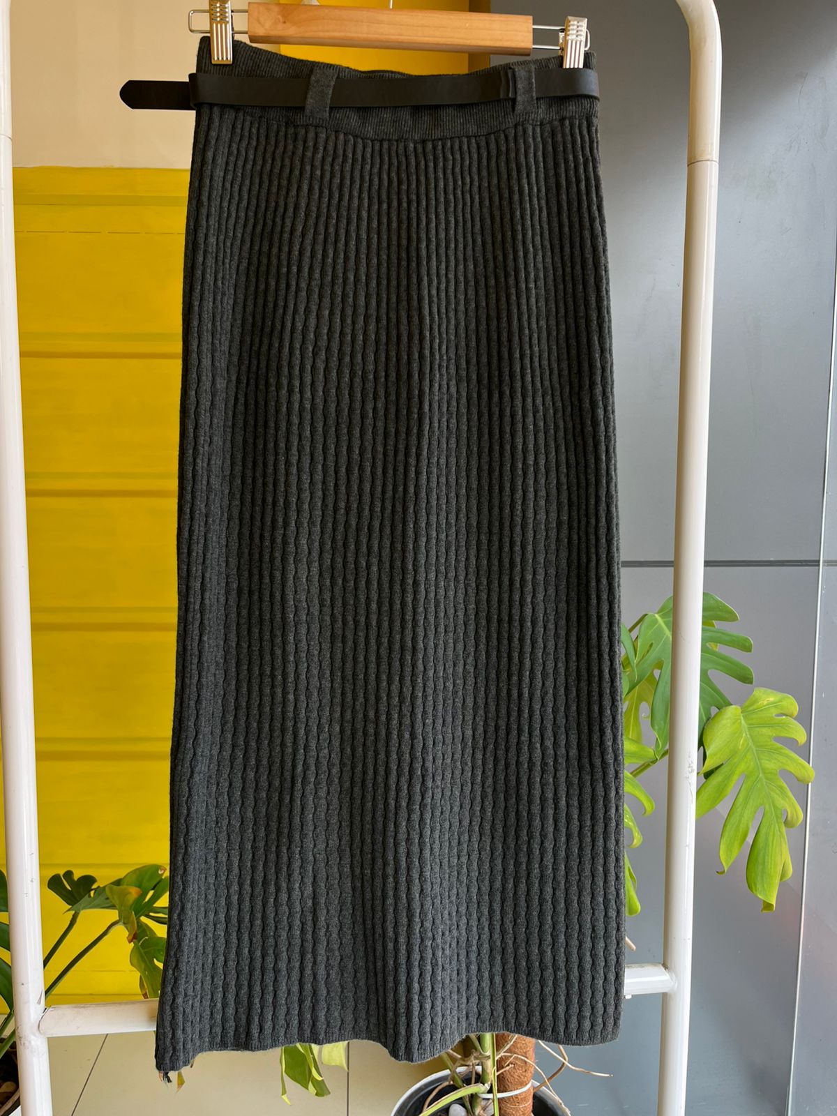 Ribbed Knit Pencil Skirt Women SL294