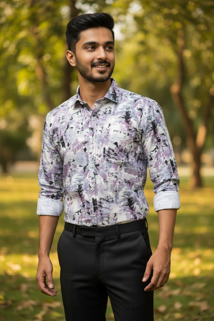 Pure Cotton Multi Coloured Printed Shirt SLSHIRT 48 FS