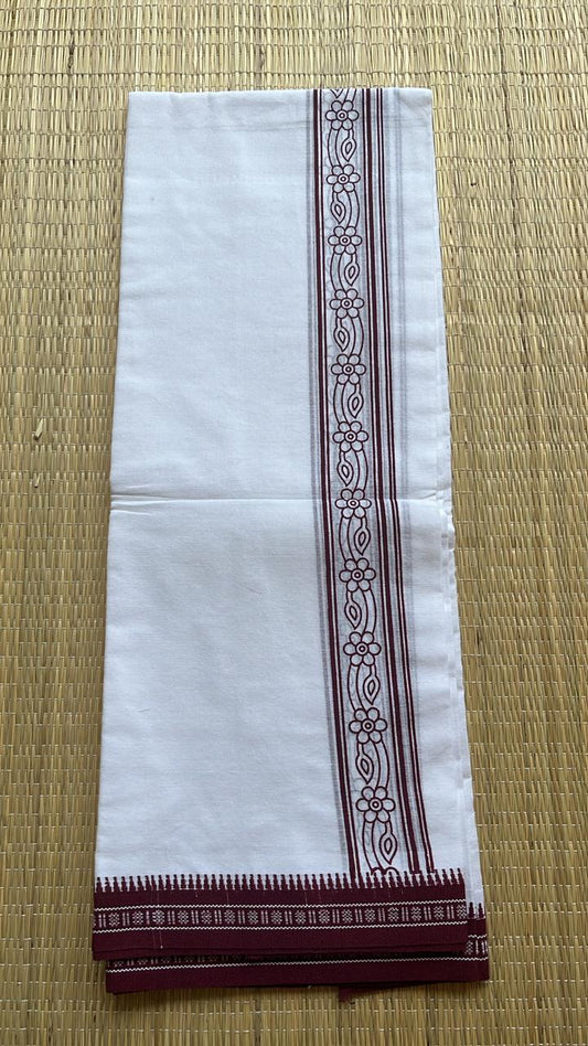 Pure White Printed  Single Dhoti SL319