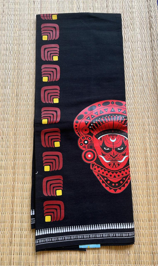 Theyyam  Printed Black  Single Dhoti / Otta Mundu SL319