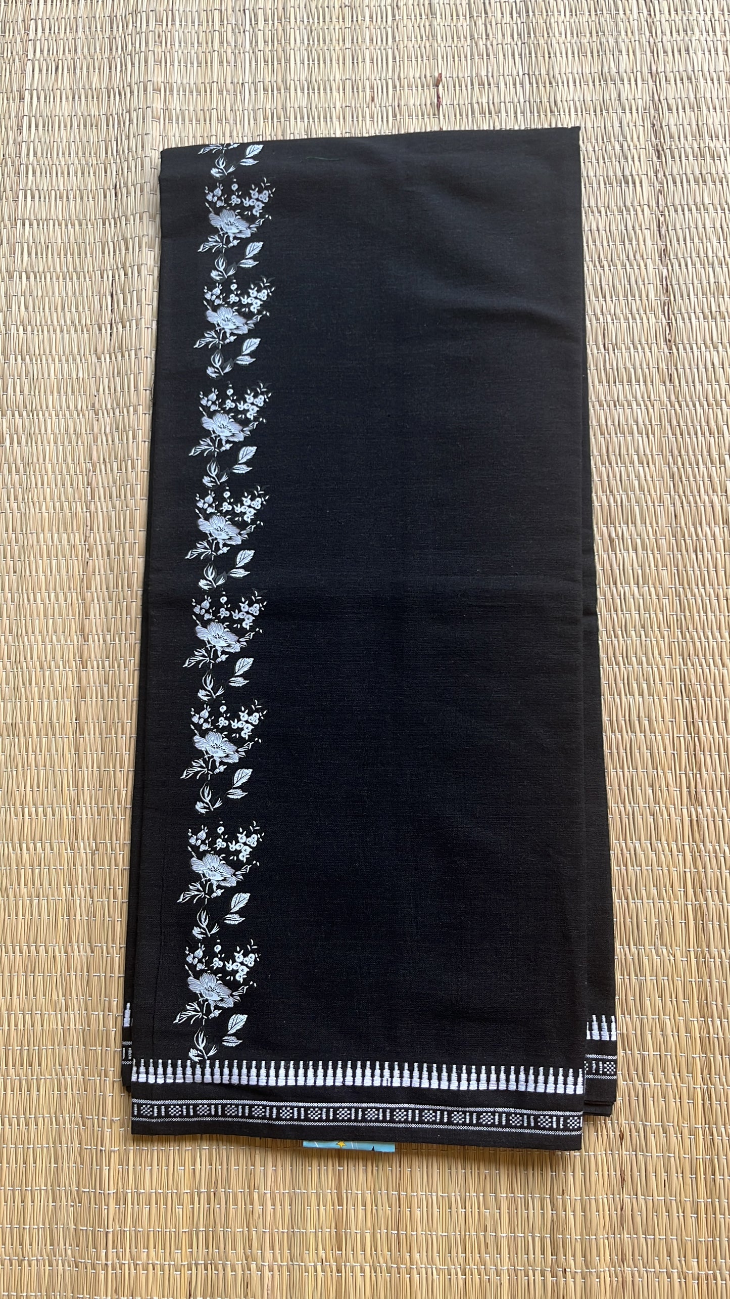 Black Printed Single Dhoti / Otta Mundu SL319