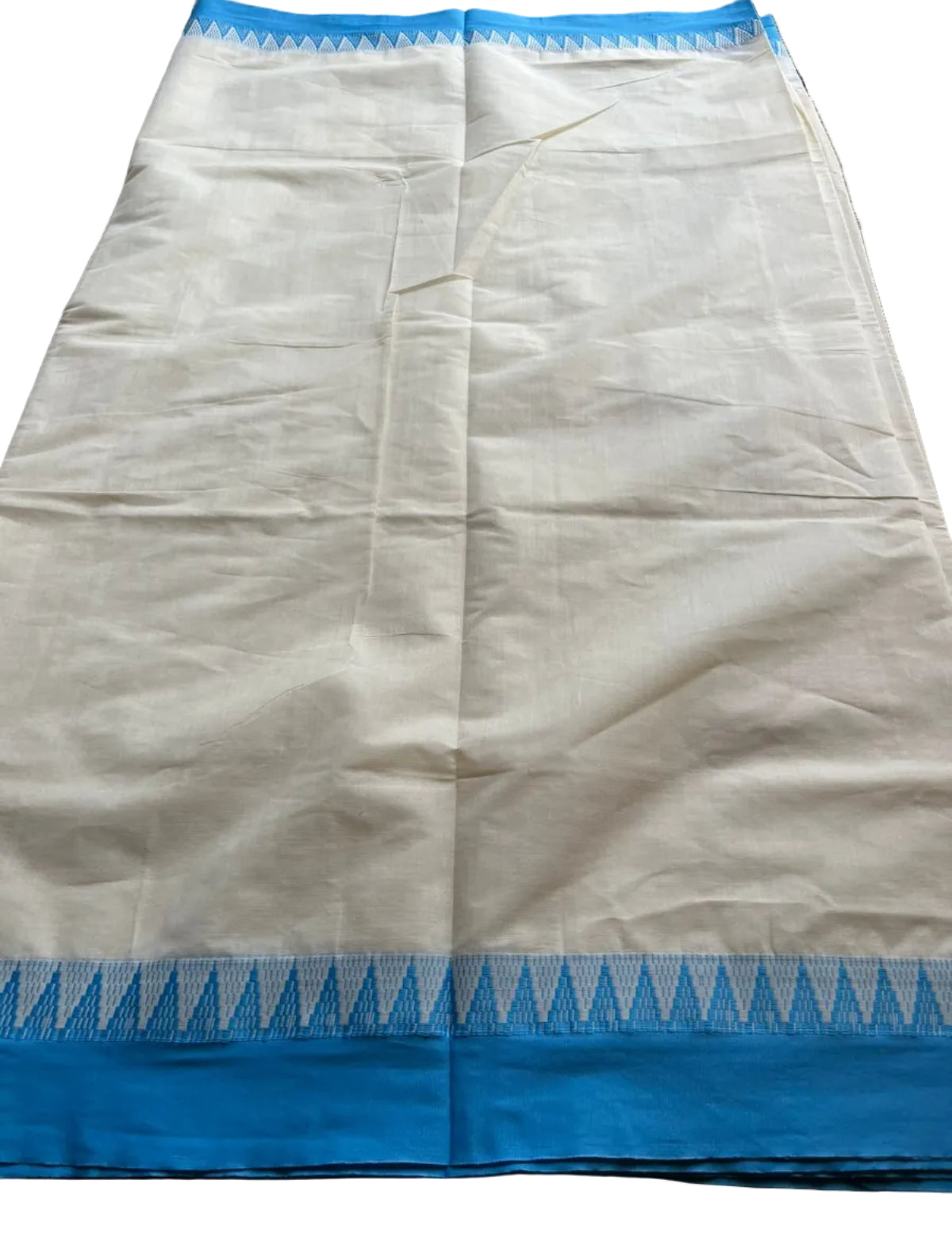 Kerala Cotton Blue Colour Temple Border Saree SL152