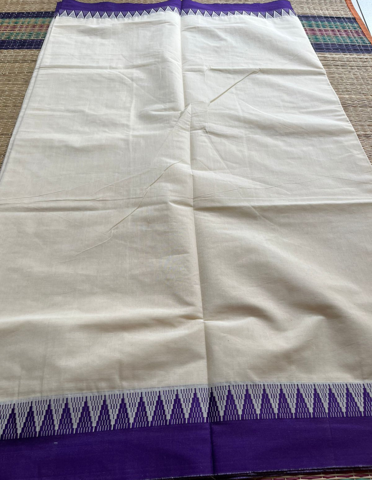 Kerala Cotton Violet Colour Temple Border Saree SL152