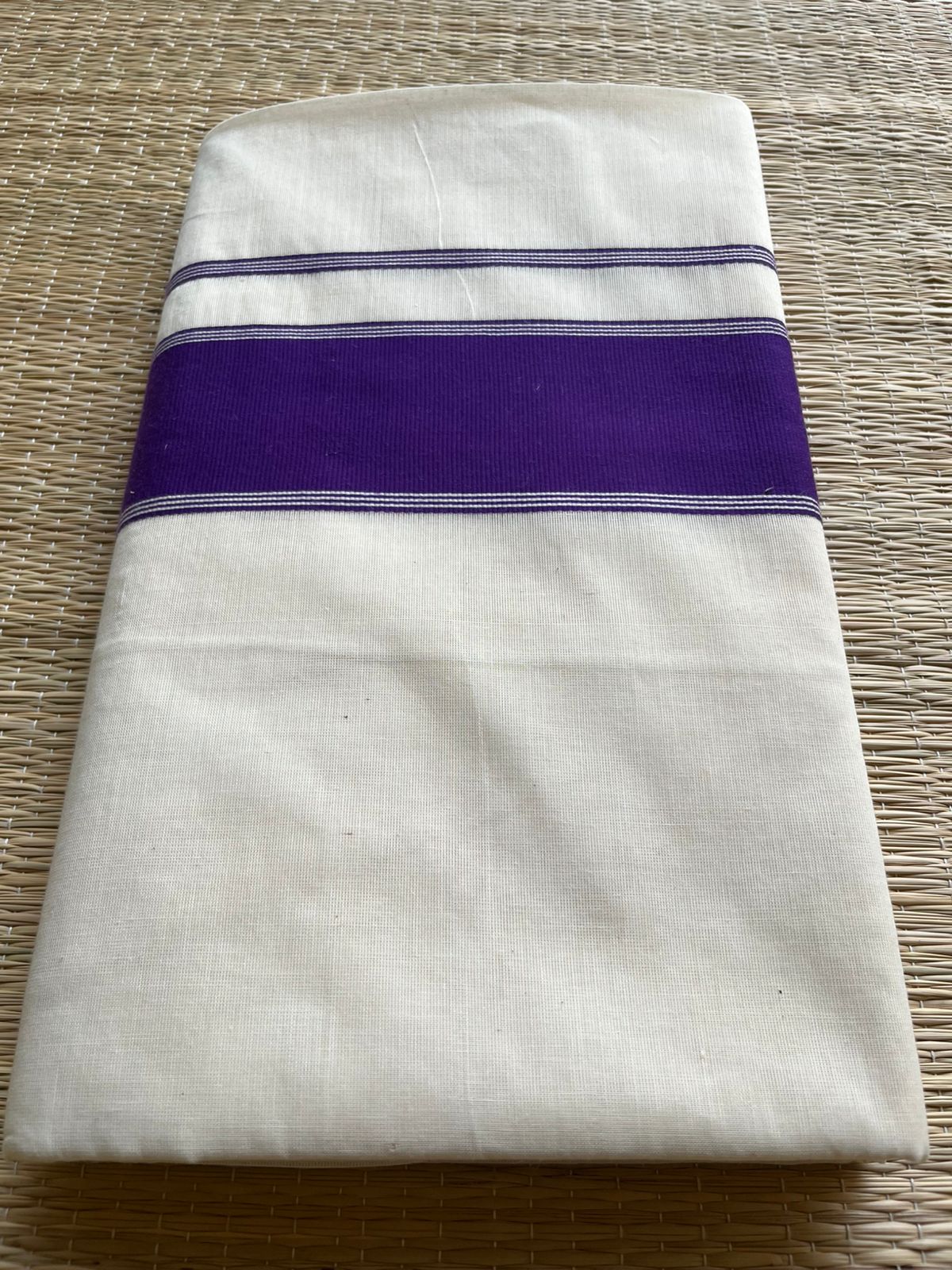 Kerala Cotton Violet Colour Temple Border Saree SL152