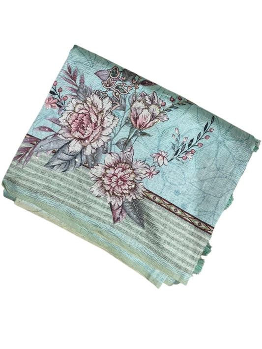 Southloom Designer Colour Saree with Floral Woven Works Across Body in Blue