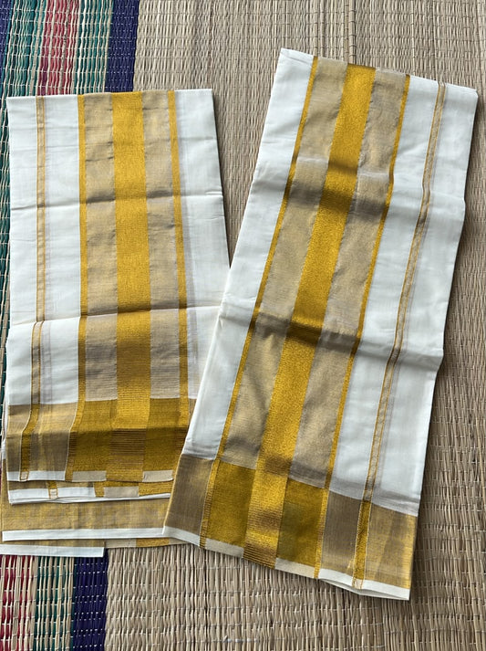 Kerala Cotton Golden Kasavu Single Set Mundu (2.80 mtrs) SL410