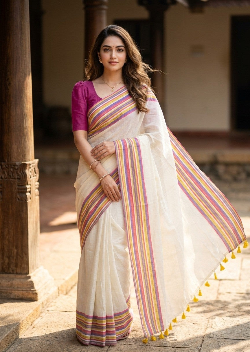 Southloom Mul Cotton 120 x 120 Soft Fabric Saree SL215