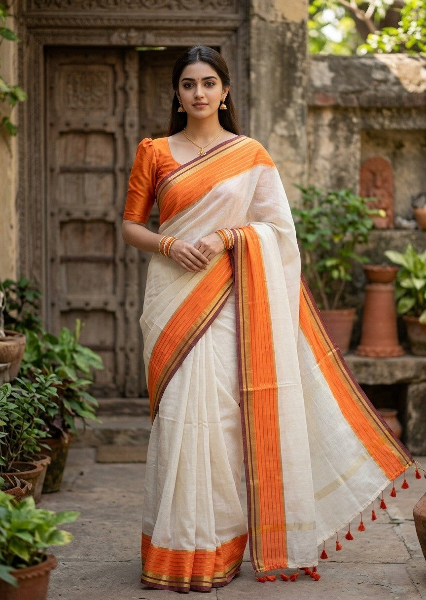 Southloom Mul Cotton 120 x 120 Soft Fabric Saree SL215