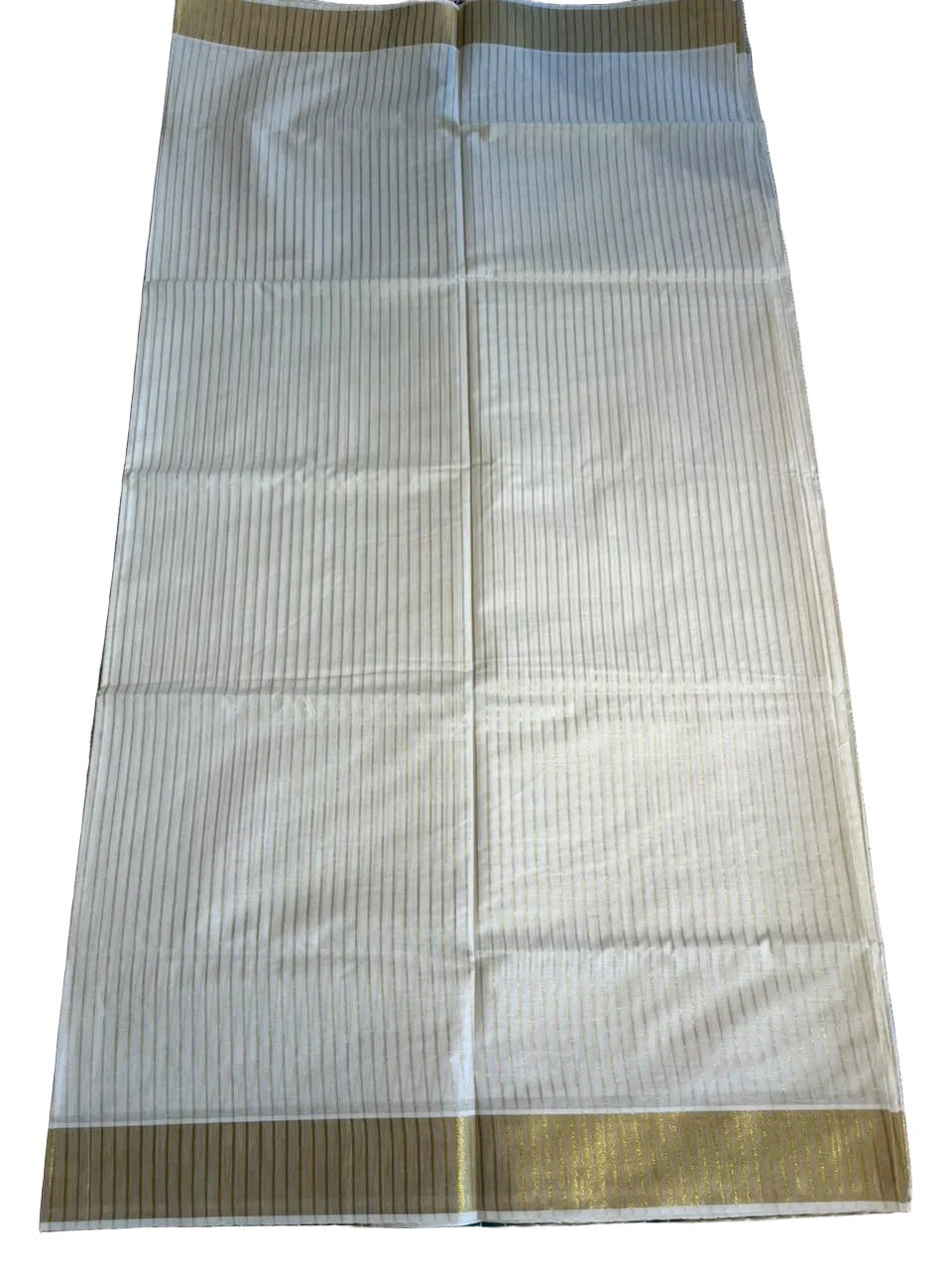 Southloom Kerala Cotton Kasavu Saree With Stripes On The Body(Brown) SL520