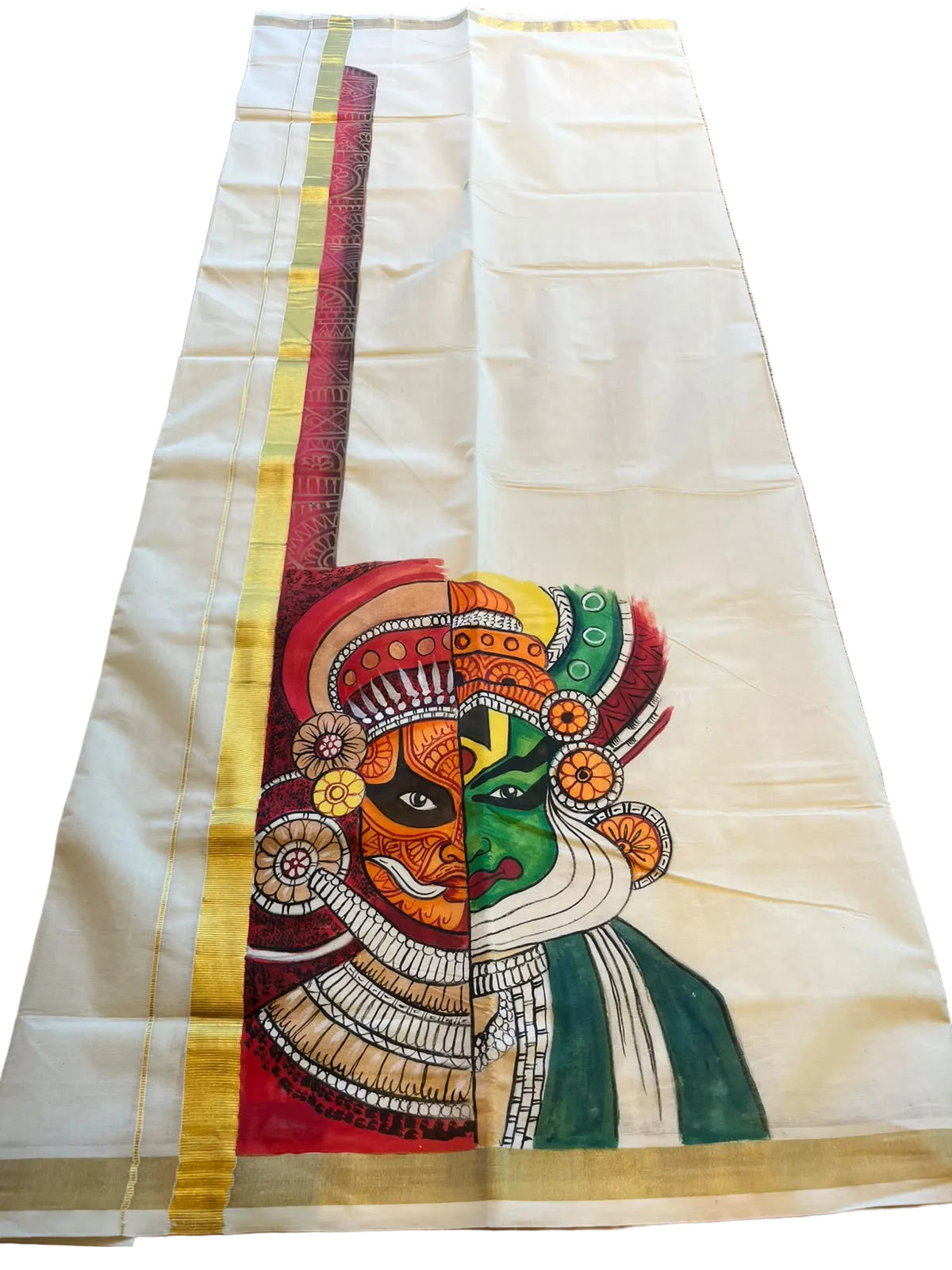 Kerala Cotton Handpainted Dhoti ( Double Mundu )  SL330