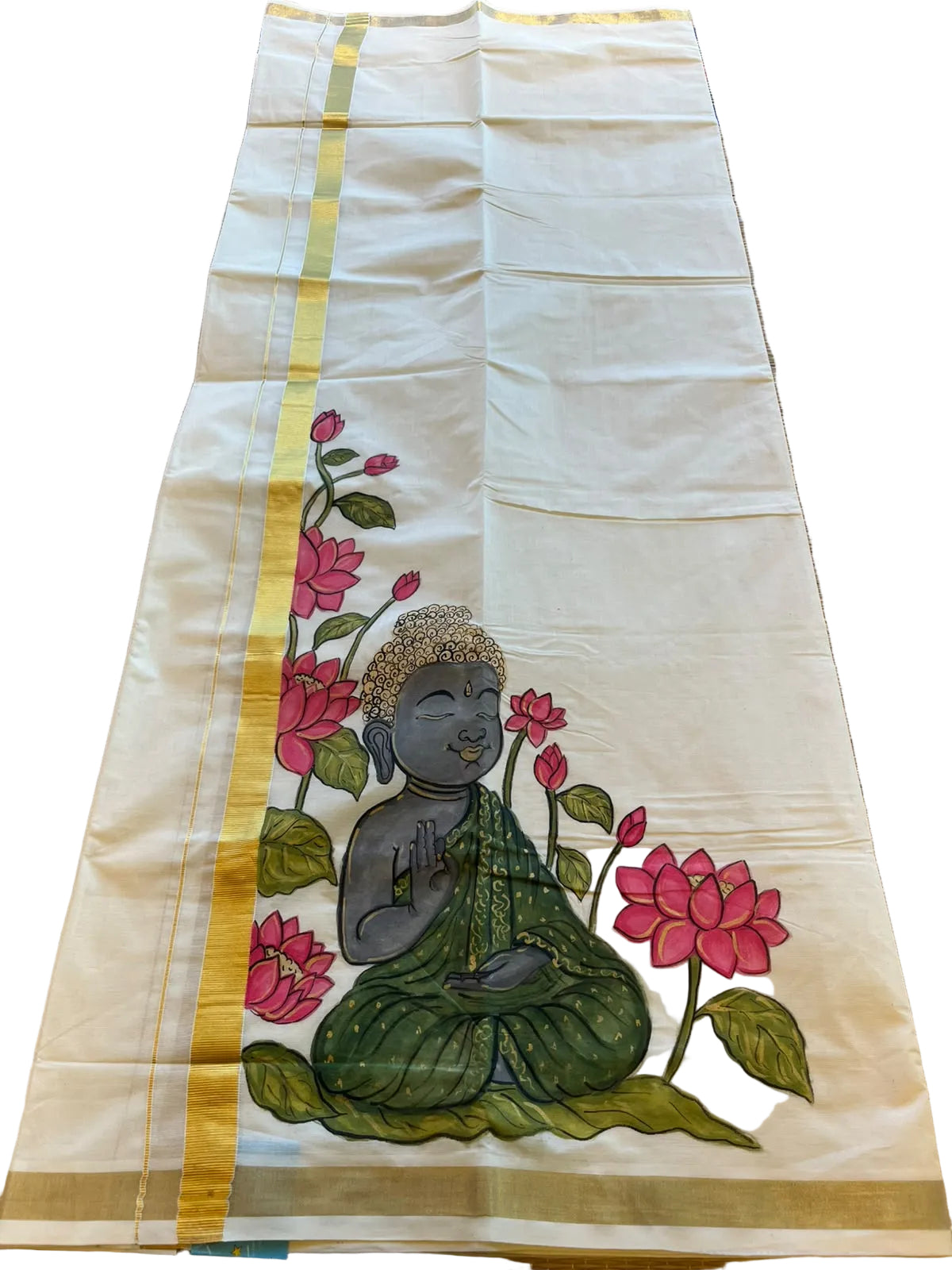 Kerala Cotton Handpainted Dhoti ( Double Mundu )  SL330