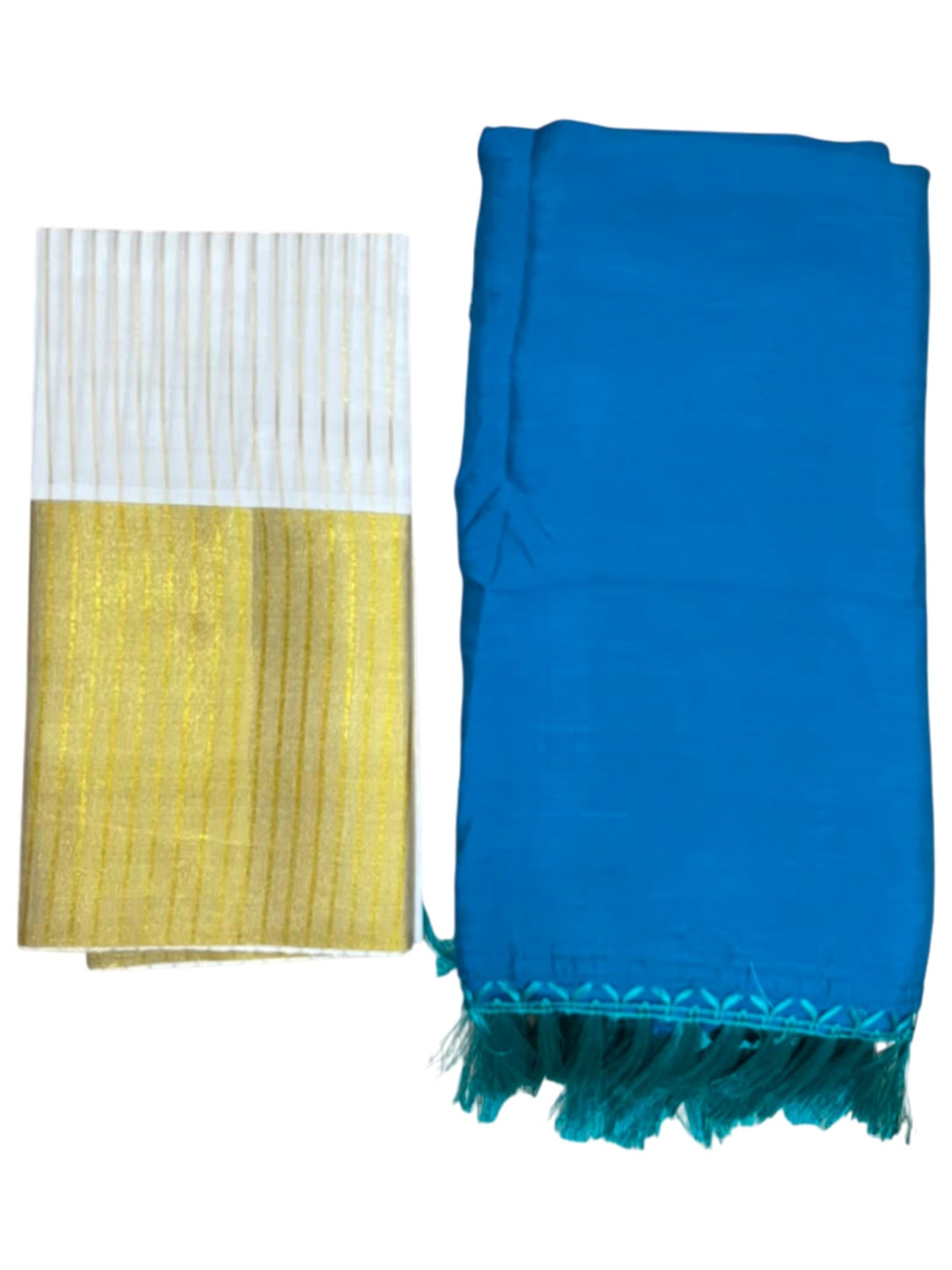 Southloom Semi Stitched Cotton Stripes Dhavani Set with Pavada and Blouse Piece