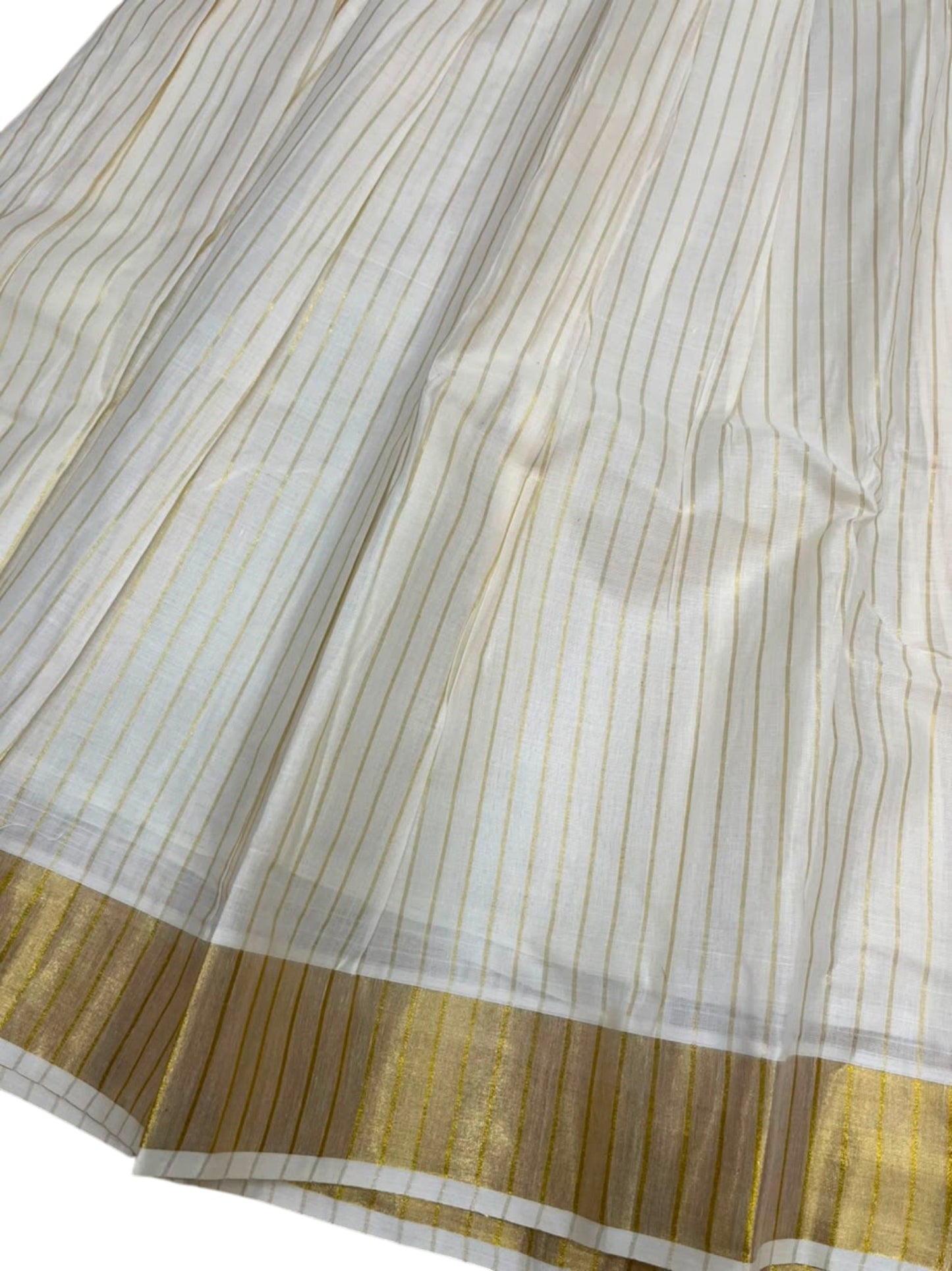 Southloom Semi Stitched Cotton Stripes Dhavani Set with Pavada and Blouse Piece