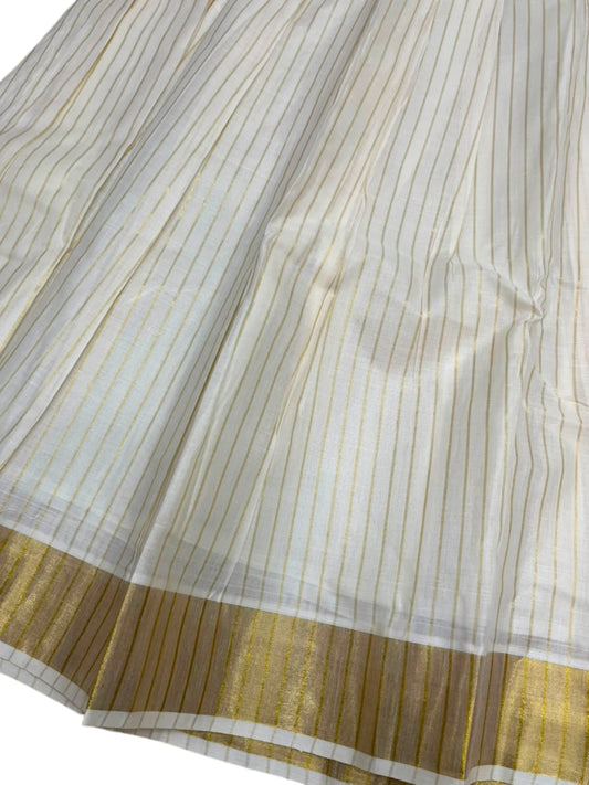 Southloom Semi UnStitched Cotton Stripes Dhavani Set with Pavada and Blouse Piece