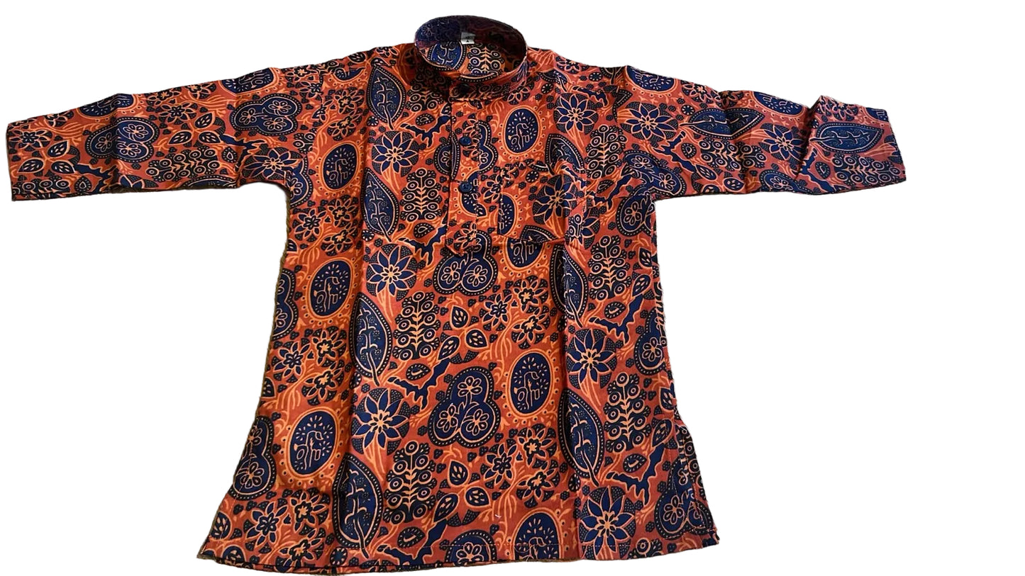 Southloom Ajrakh Printed Kids's Combo (Cotton Kurta + Tissue Velcro Mundu) SLKCOMBO