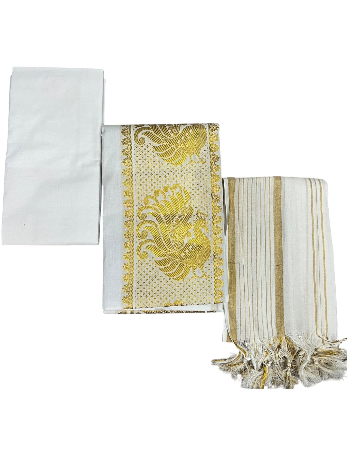 Southloom™ Cotton Churidar Salwar Suit Unstiched Material with Woven Peacock Design  (include Lines Shawl / Dupatta)