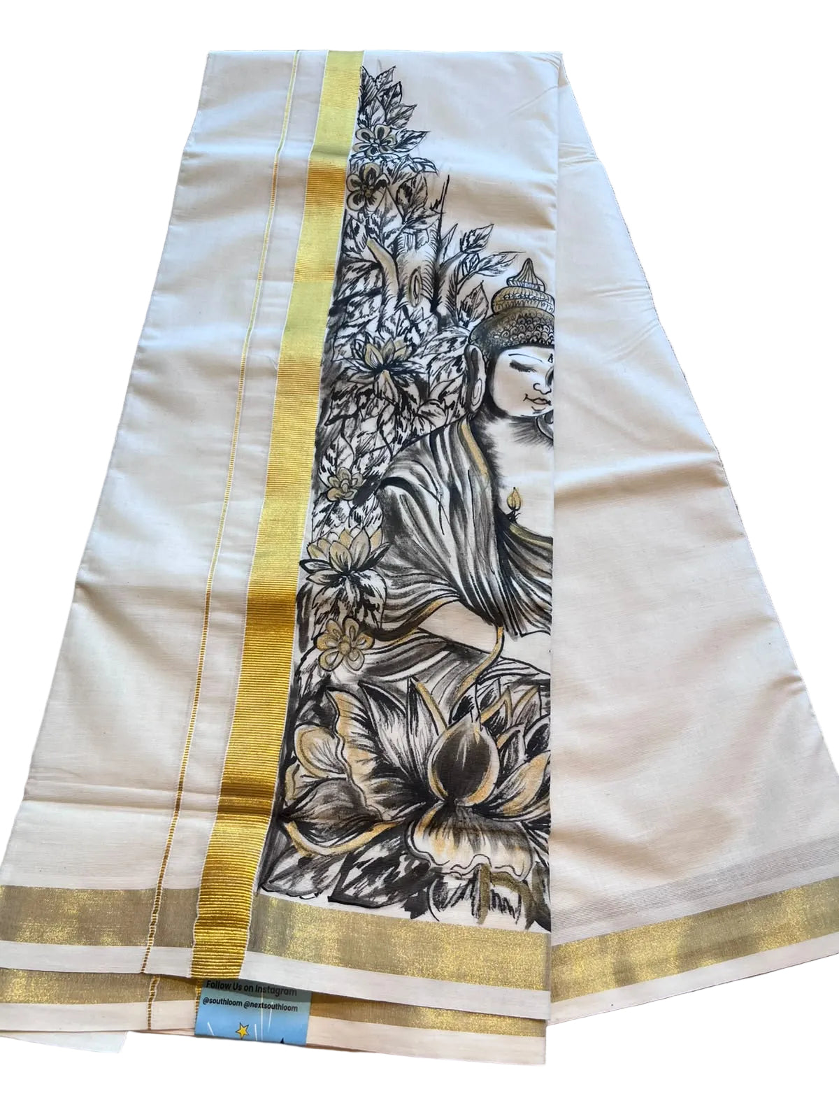 Kerala Cotton Handpainted Dhoti ( Double Mundu )  SL330