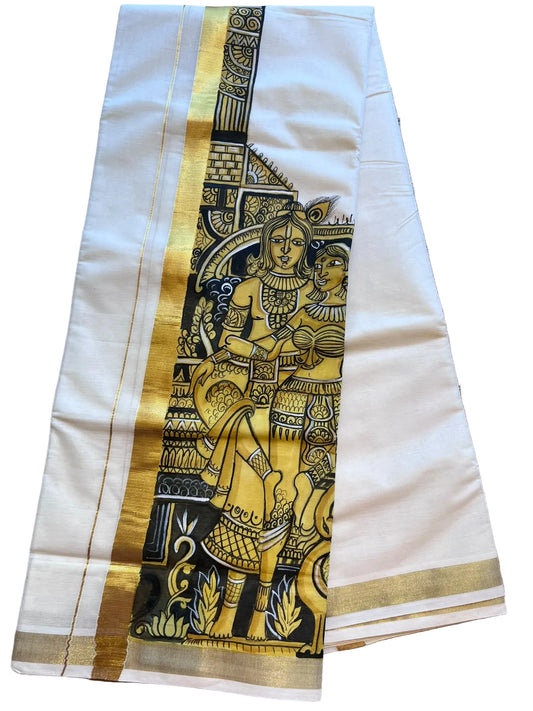 Kerala Cotton Handpainted Dhoti ( Double Mundu ) SL330