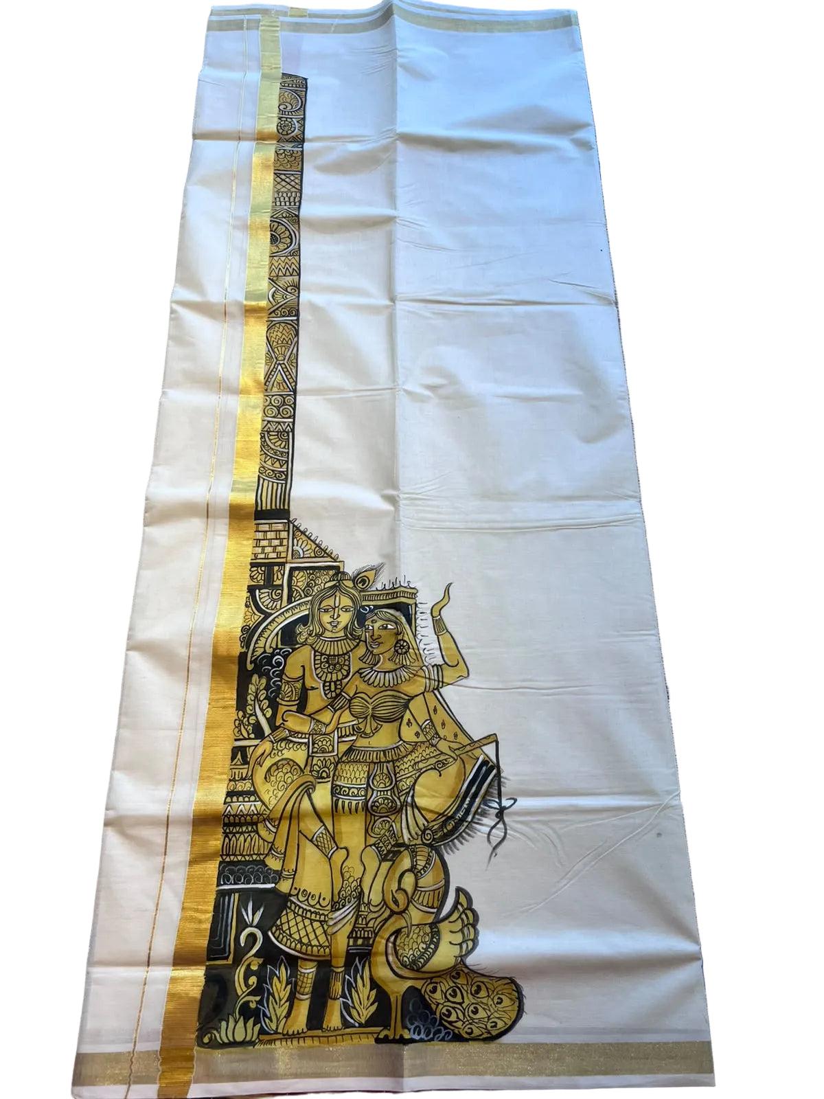 Kerala Cotton Handpainted Dhoti ( Double Mundu )  SL330