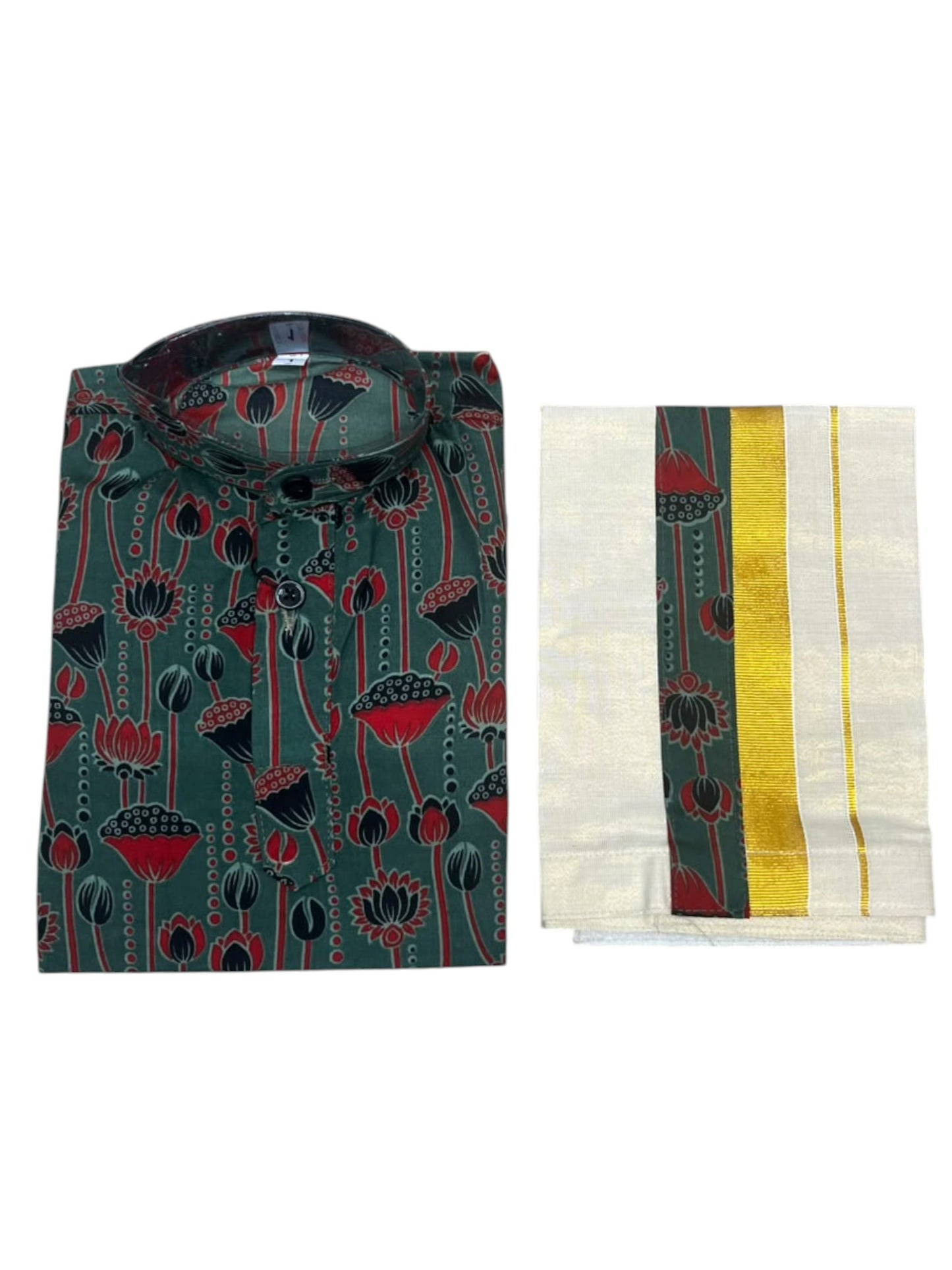Southloom Cotton Ajrakh Printed Kids's Combo (Shirt + Velcro Mundu) SLKCOMBO SL605
