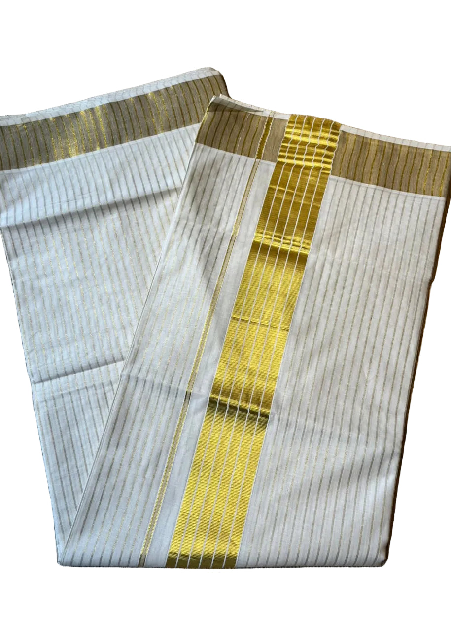 Kerala Cotton Kasavu Saree with Lines