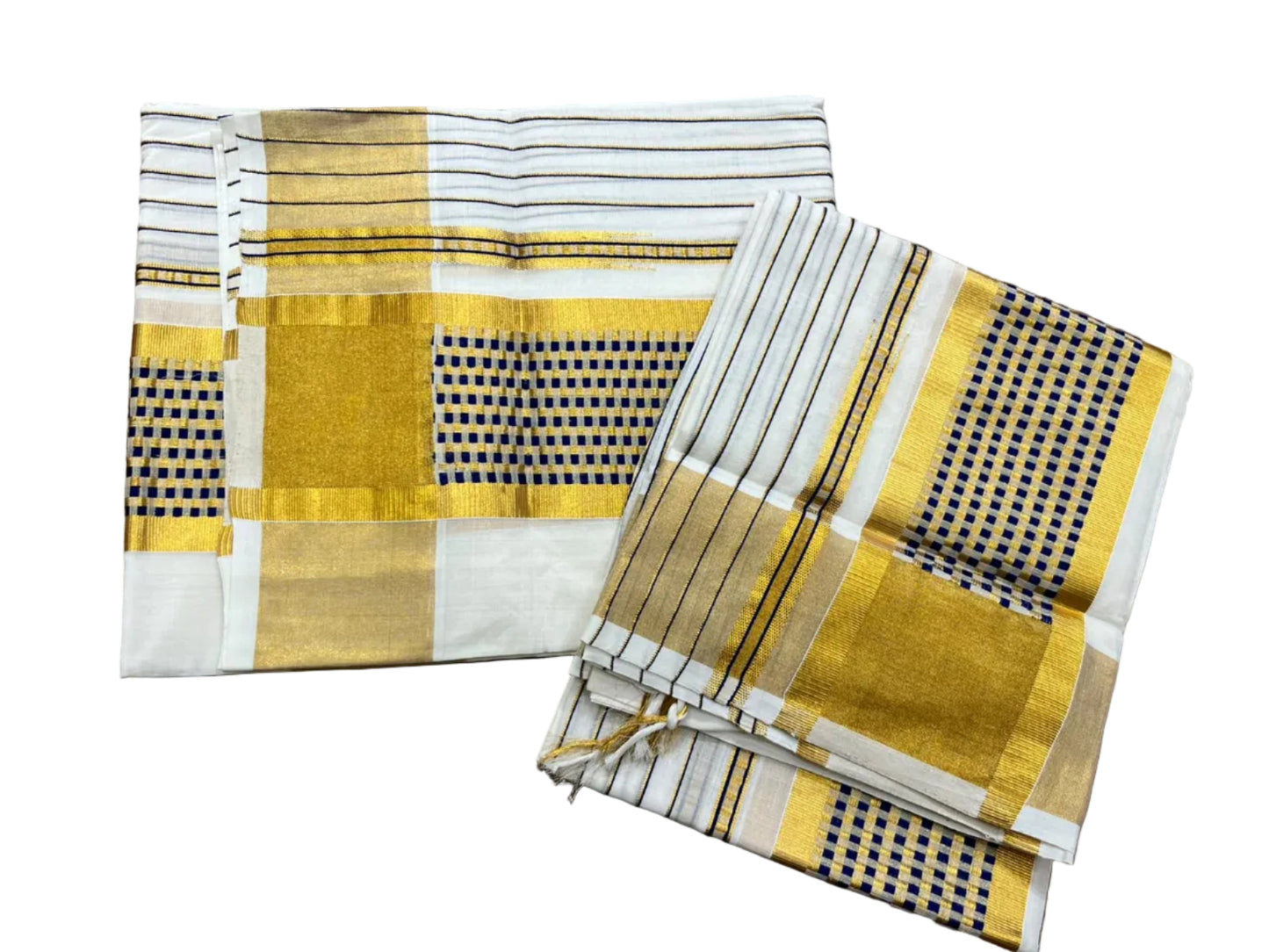 Southloom Cotton Handloom Set Mundu (Royal Blue) SL619