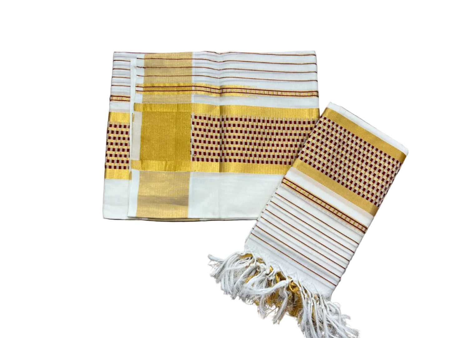 Southloom Cotton Handloom Set Mundu (Maroon) SL619