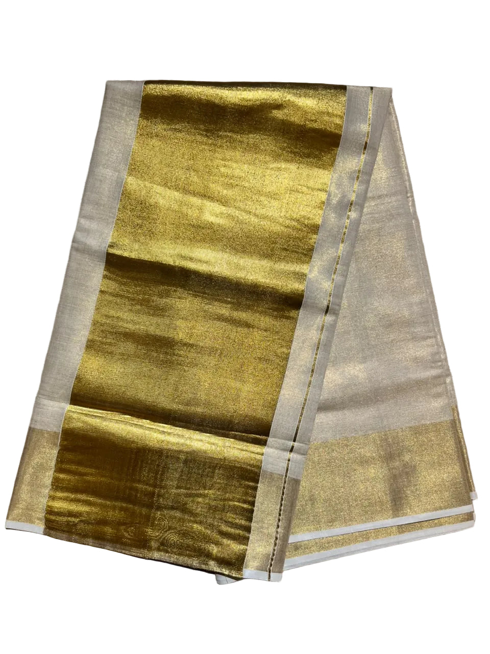 Southloom Kerala Tissue Saree With Kasavu Borders And 10 Inch Borders On The Pallu