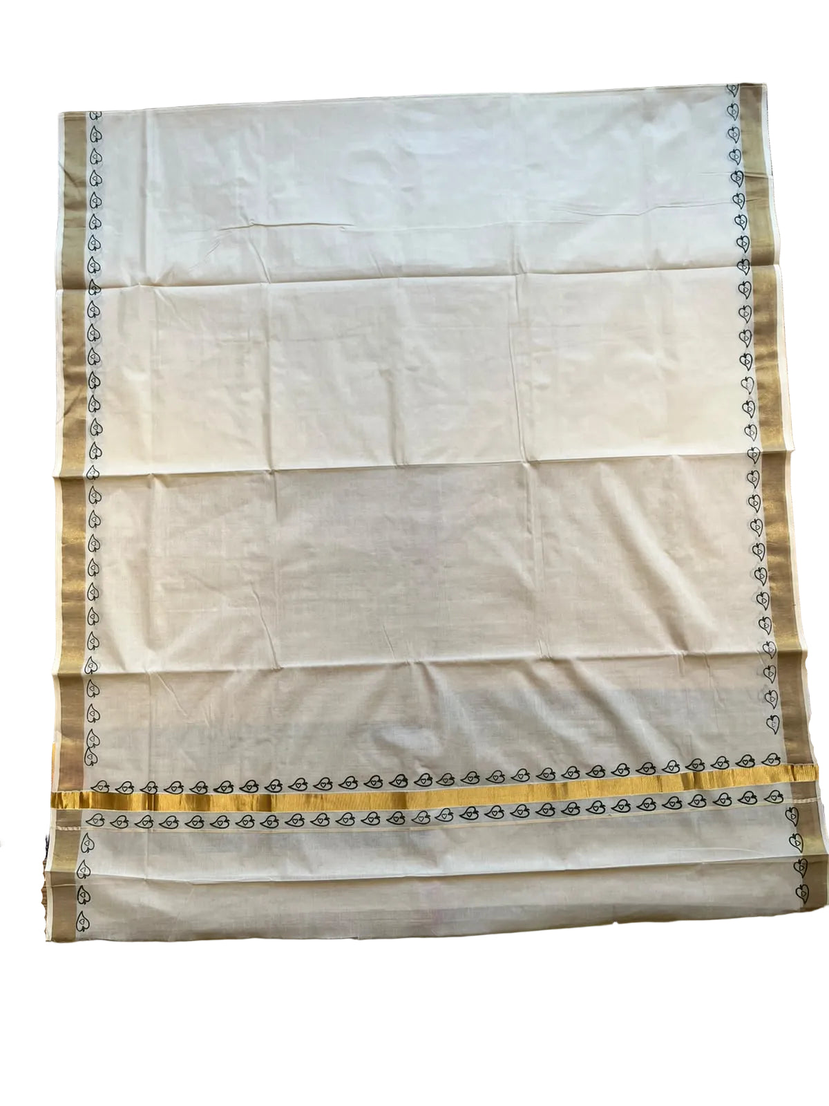 Kerala Cotton Saree With Green Colour Printed Border