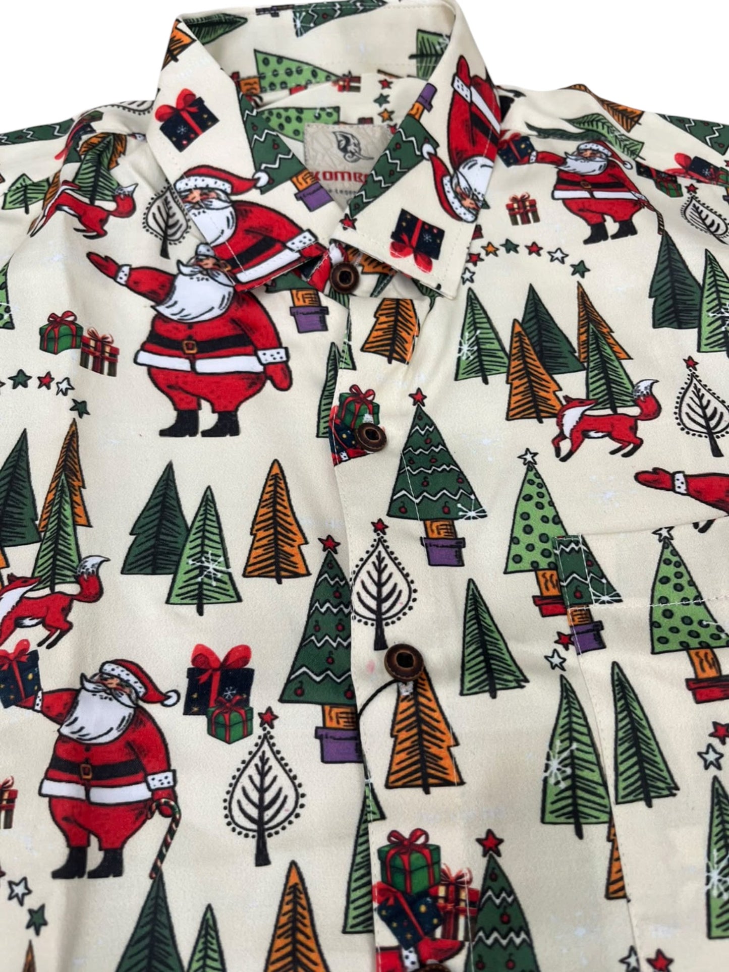 Southloom Ethinic Shirt With Christmas Printed for Men in Off white Half Sleeve