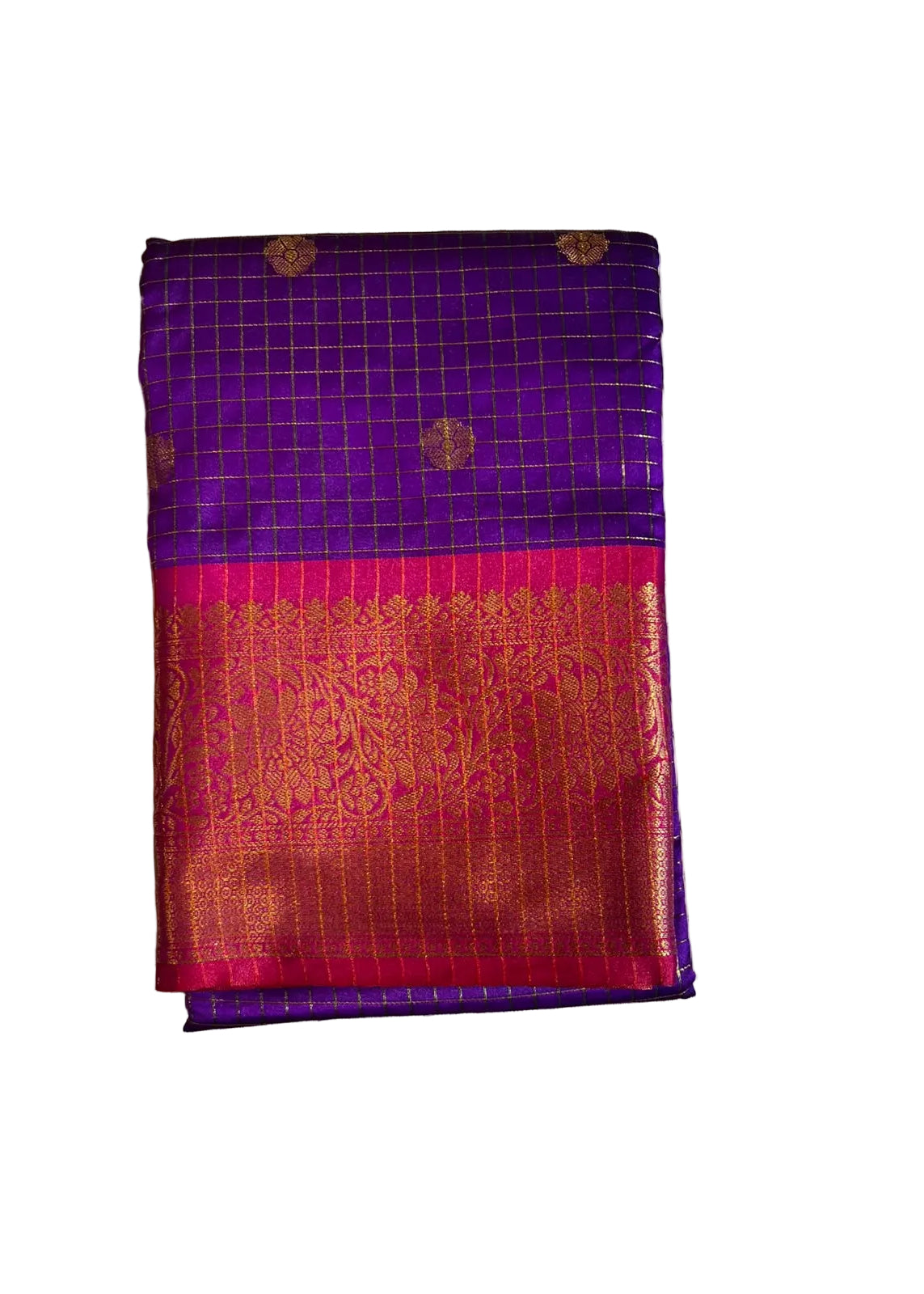 Purple & Pink  Colour Semi Silk Saree With Check Design SL63