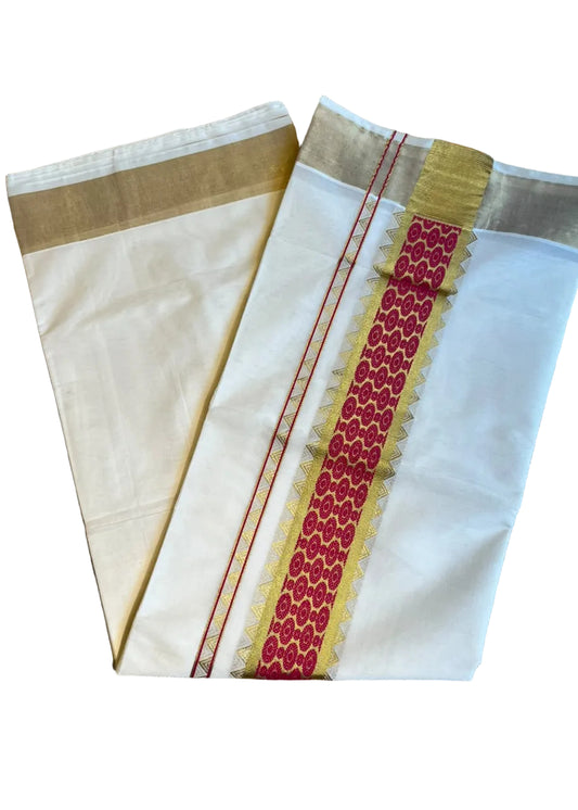 Southloom Kerala Cotton Saree (Rani Pink) SL452