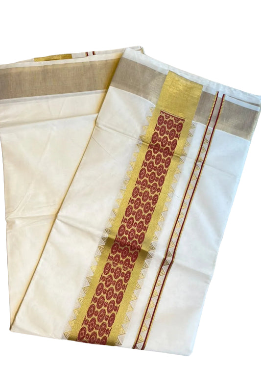Southloom Kerala Cotton Saree (Maroon) SL452