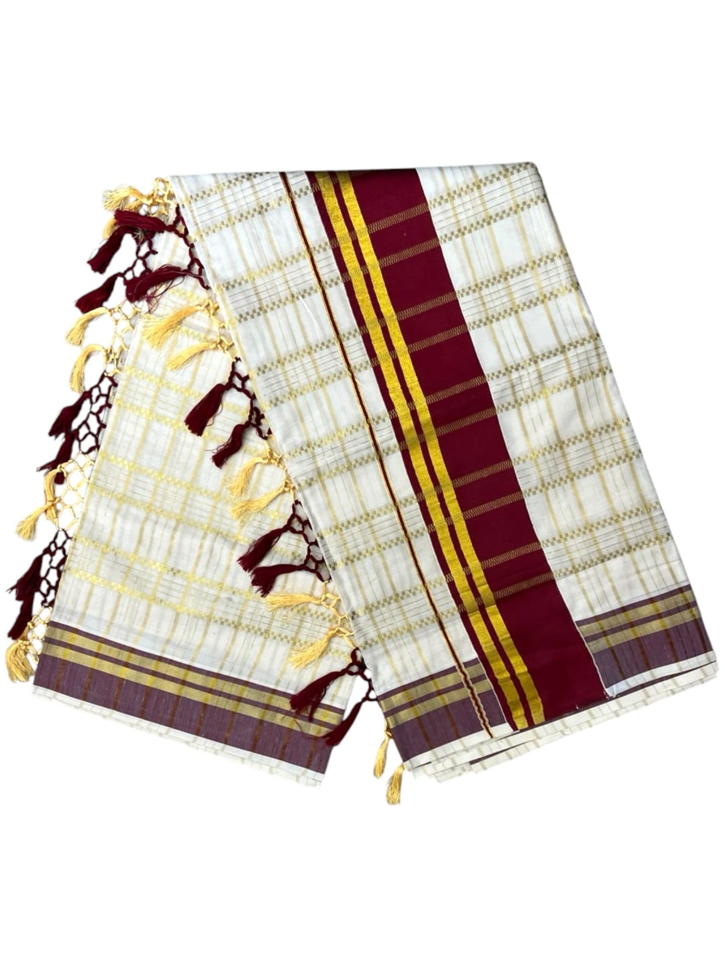 Southloom Cotton Check Maroon  Saree SL142