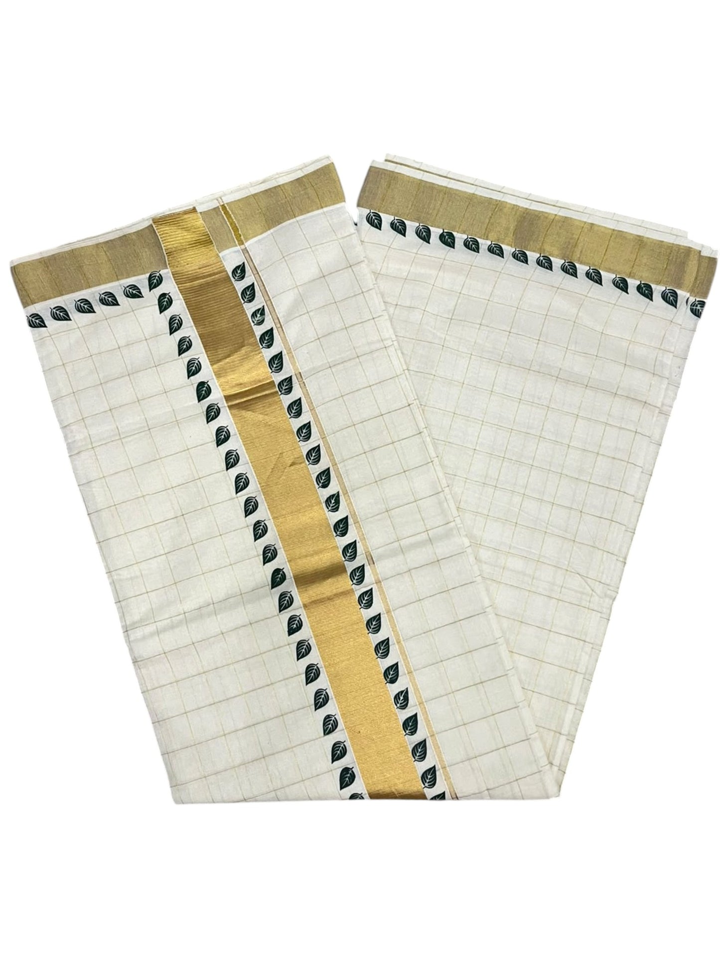 Kerala Cotton Check Printed Saree Without Tassels SL165